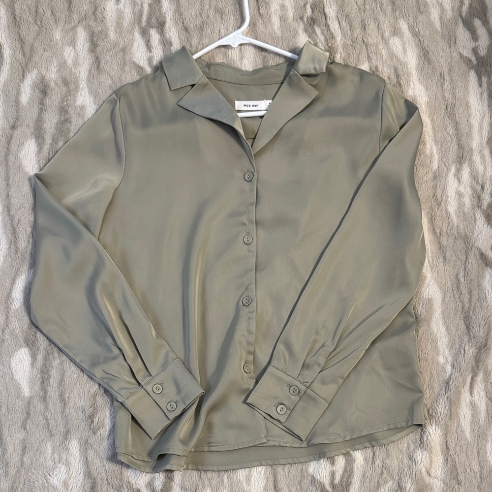 Sleek Olive Button-Up Blouse
